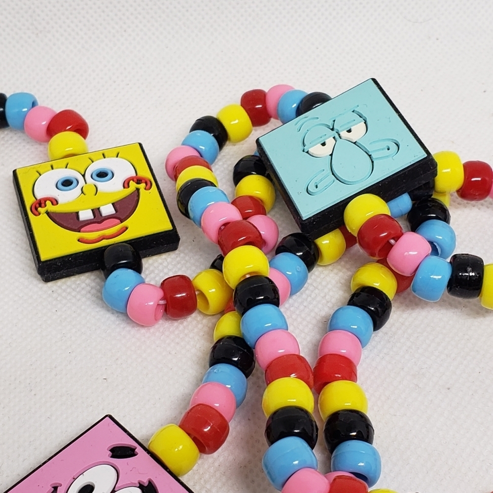 Handmade Spongebob Squarepants Patrick Squidward Silicone Bead Kandi Necklace - Picture 4 of 5